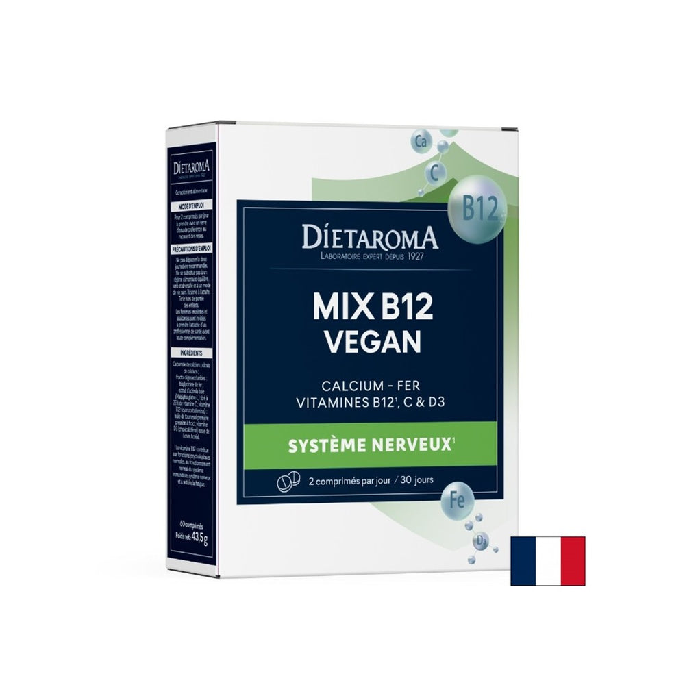 Kostný systém a obeh - vitamín B12 + železo, vápnik, vitamín C a D3 (vegánsky vzorec), 60 tabliet