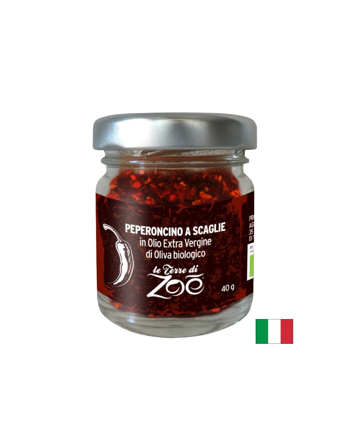 Vločky chilli korenia v olivovom oleji (extra panna), organické, 40 g