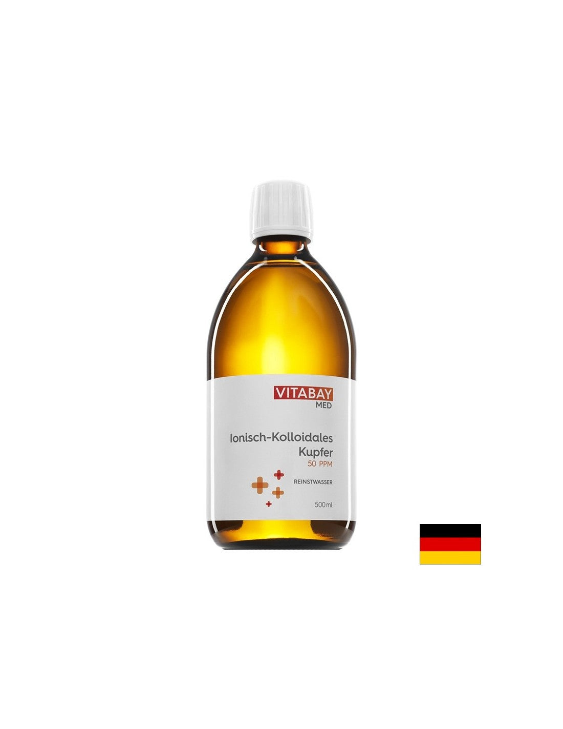 MED Kolloidales Kupfer 50 PPM - Koloidná meď 50 PPM, vysoko koncentrovaná (99,99% čistota), 500 ml <tc>Vitabay</tc>