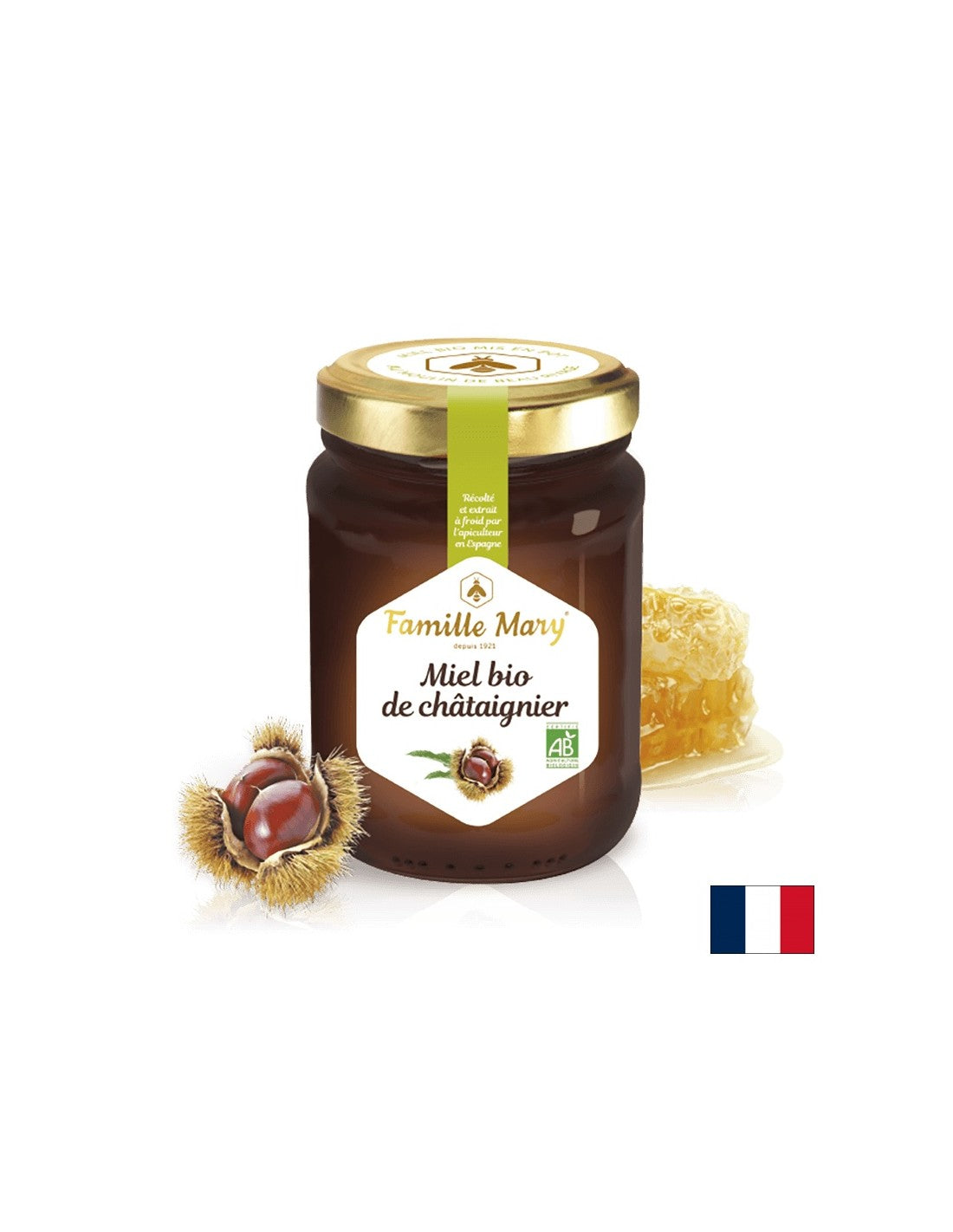 Miel Bio de Châtaignier/ Organický jedlý gaštan Honey, 230 G Famille Mary