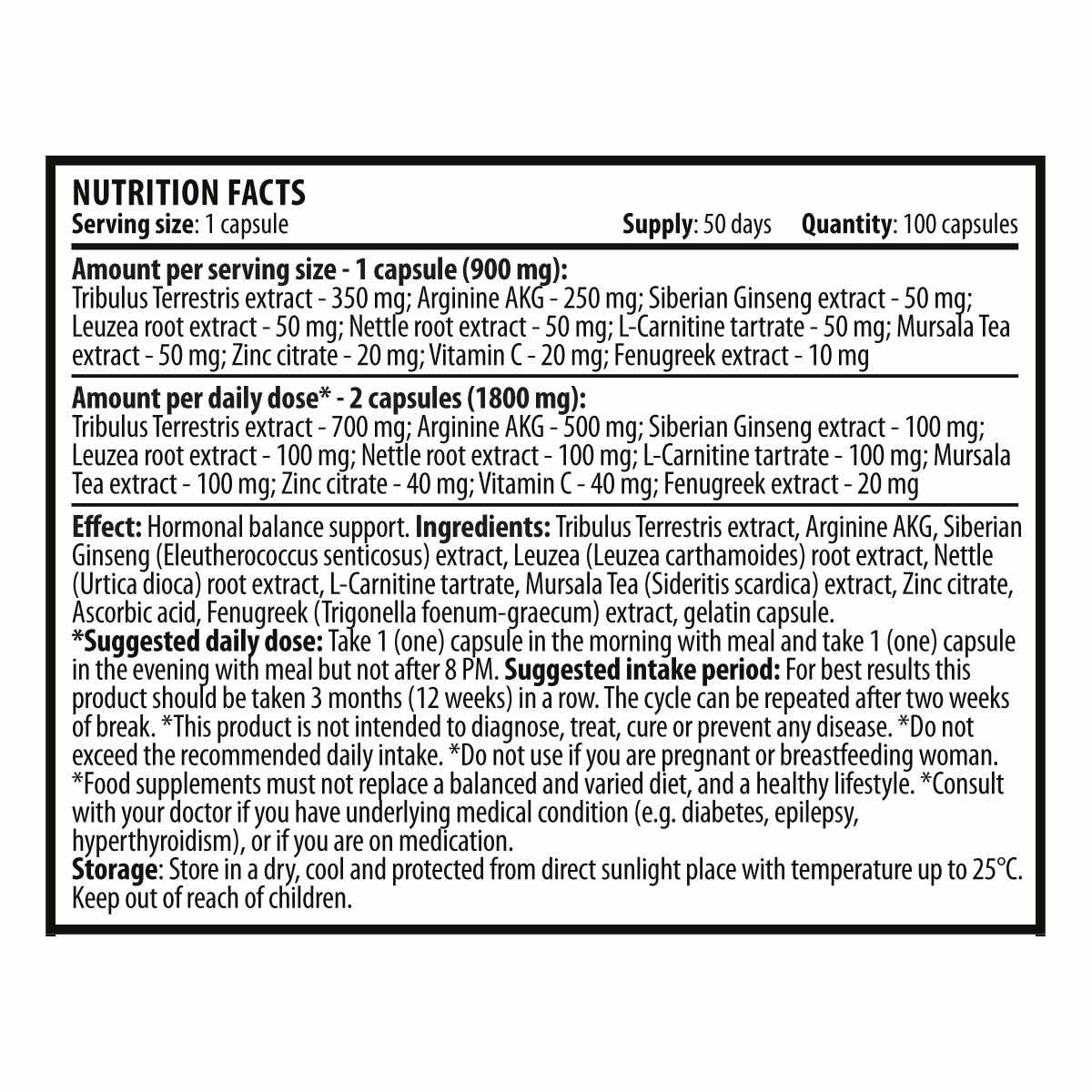 Vojenské testo 900 mg - 100 kapsúl