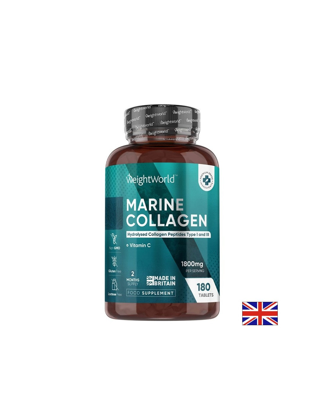 Mladá pokožka - zdravé kĺby - hydrolyzovaný morský kolagén + vitamín C, 180 tabliet