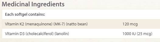 Vitamín K 120 mcg a vitamín D 1000 IU - 60 gélových kapsúl