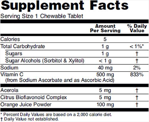 Žuvateľný vitamín C -500 - 100 žuvacích tabliet