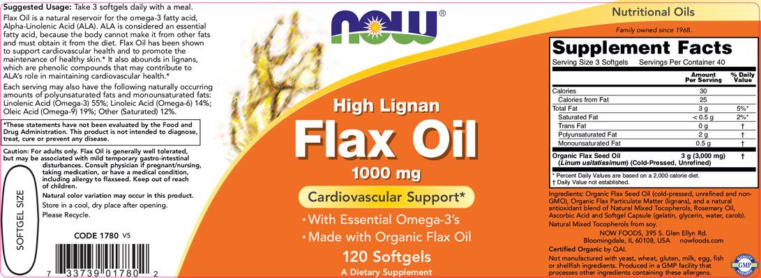 Ľanový olej (vysoký lignan) 1000 mg - 120 gélových kapsúl