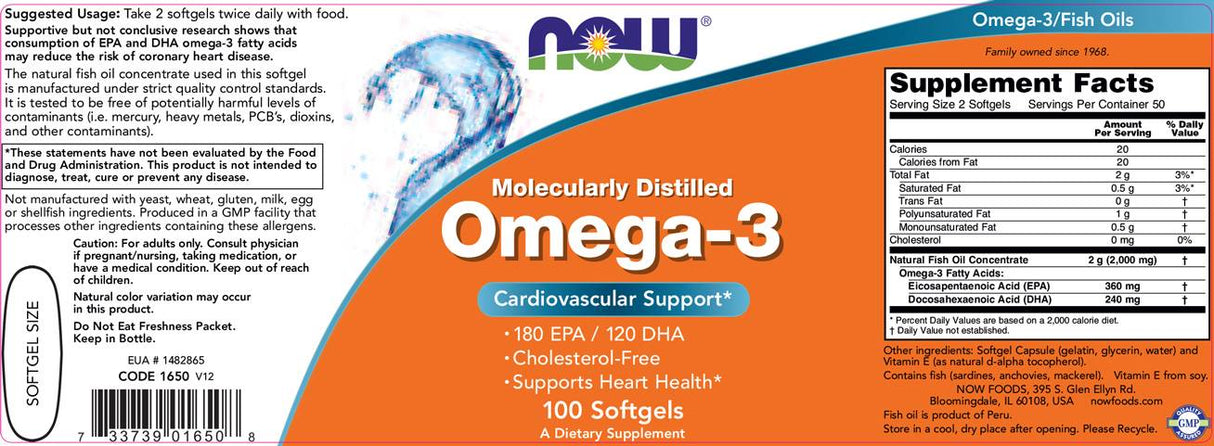 Omega 3 1 000 mg / molekulárne destilované - 100 gélových kapsúl
