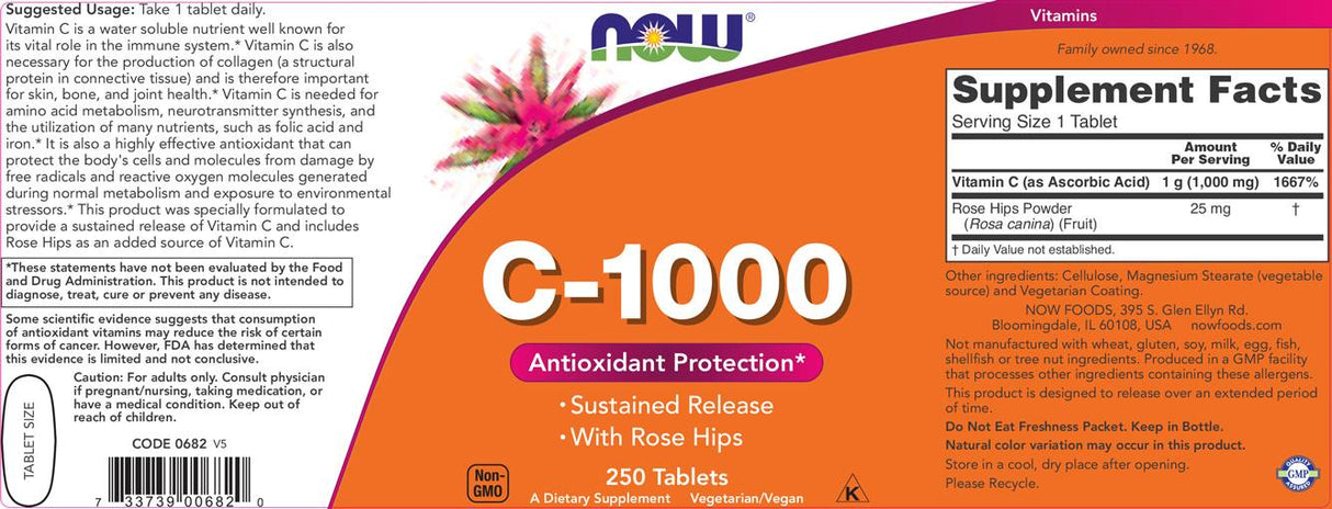 Vitamín C -1000 s ružovými bokmi / trvalým uvoľňovaním - 100 tabliet