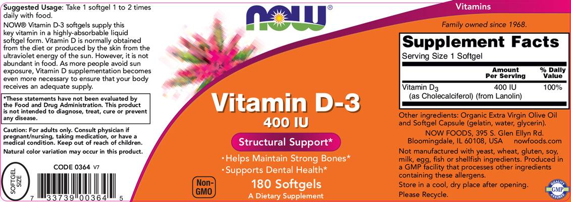 Vitamín D -3 400 IU - 180 gélových kapsúl