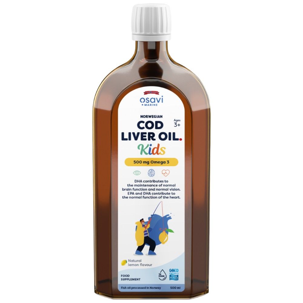 Norwegian Cod Pečeň Oil Kids | Kvapalina Omega s príchuťou citróna - 500 ml