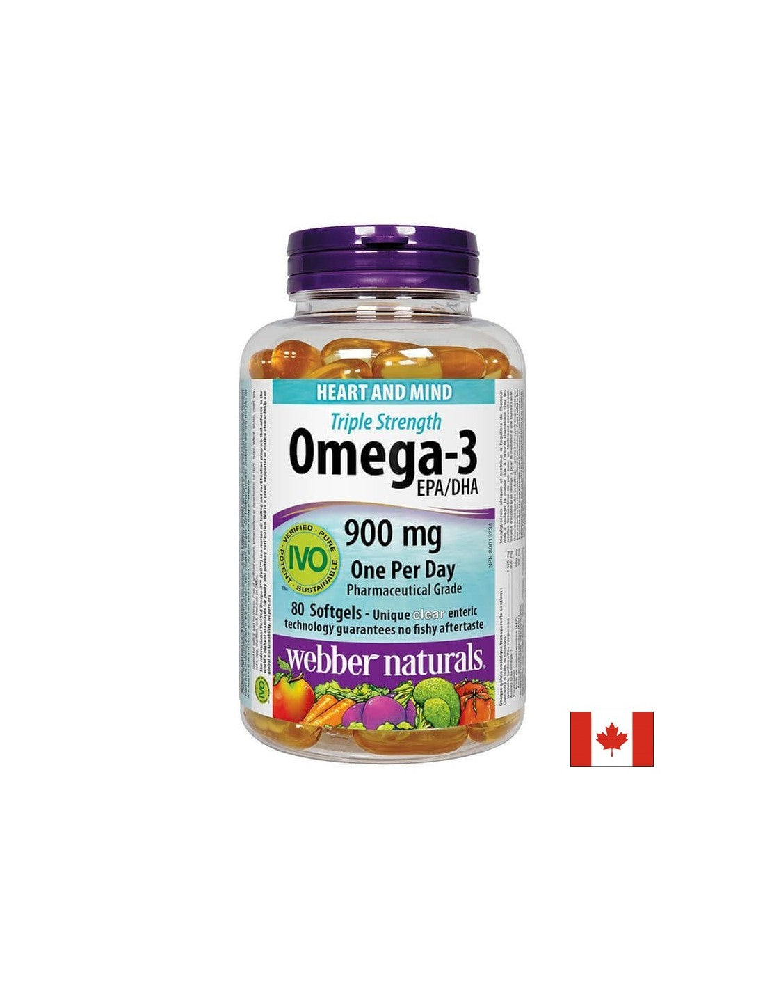 Omega-3 Triple Strength / Omega-3 900 mg x 80 mäkkých želatínových kapsúl <tc>Webber Naturals</tc>