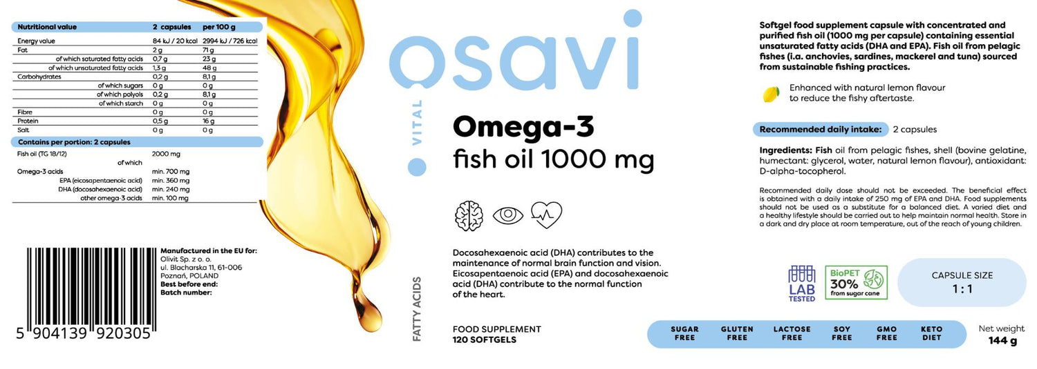 Omega 3 rybí olej 1000 mg / citrónová príchuť - 120 gélových kapsúl