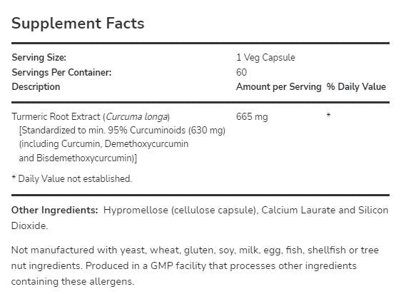 Kurkuma kurkumínu 665 mg - 120 kapsúl