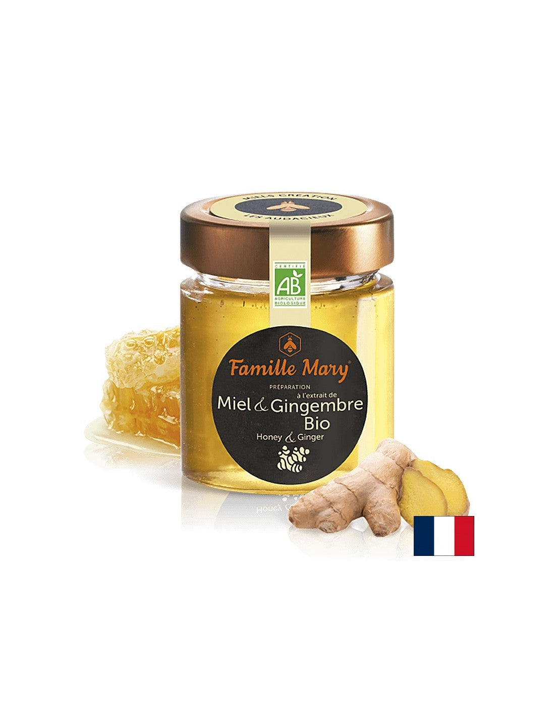 Bee Acacia Honey + Ginger Bio - Miel Gingembre Bio, 170 G