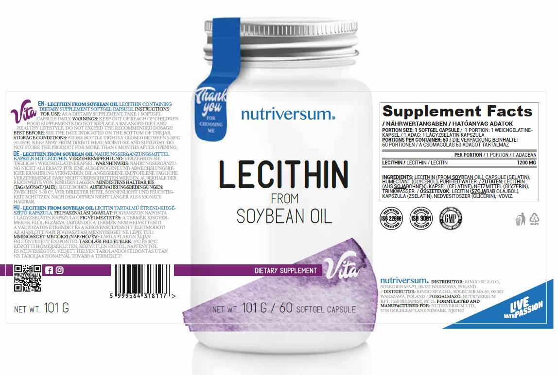 Lecitín 1200 mg | Zo sójového oleja - 30 softgelov