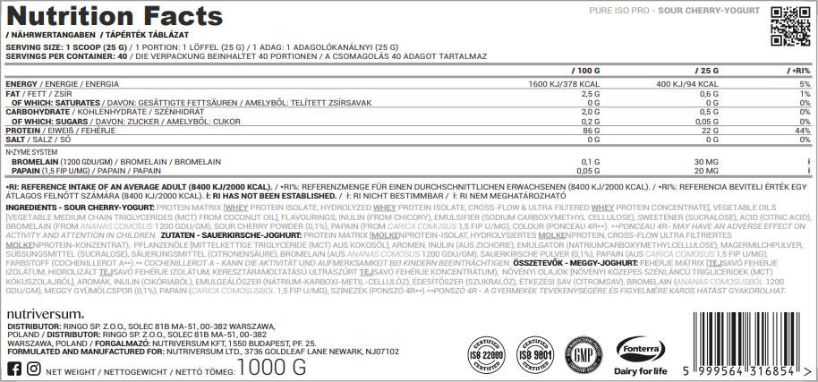 ISO Pro Pure Whey | Izolát pomocou systému N -Zyme - 2000 gramov