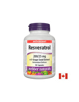 Resveratrol s extraktom z hroznových jadierok/ Resveratrol 200 mg s hroznovými semienkami 25 mg x 90 kapsúl <tc>Webber Naturals</tc>