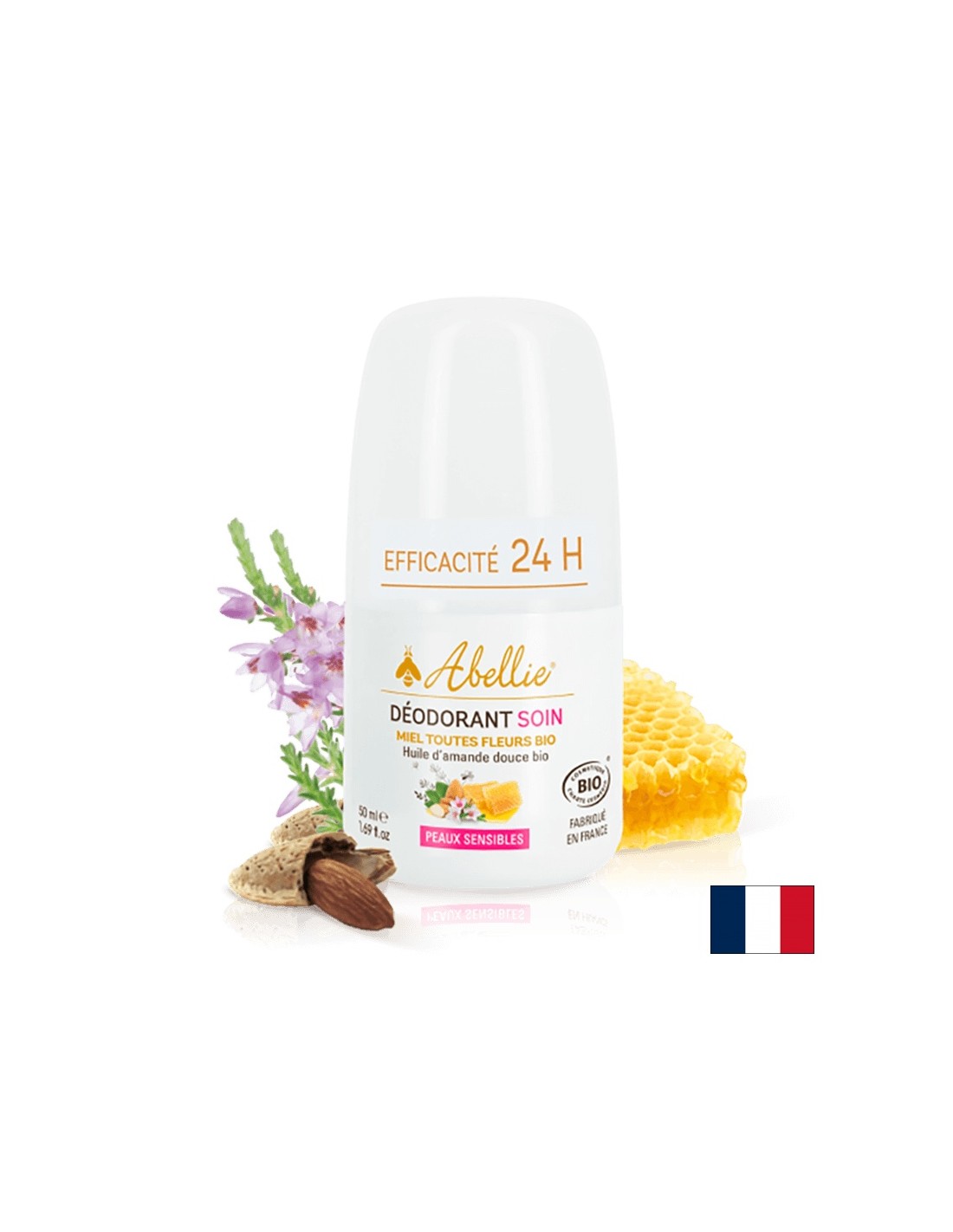 Roll-on Deodorant s bio farebným medom a sladkým mandľovým olejom, 50 ml