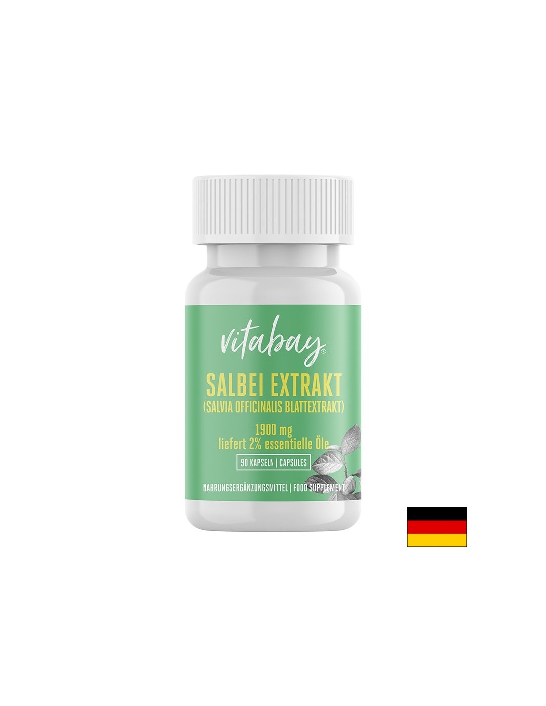 Salbei extrakt - extrakt z šalvia 1900 mg (extrakt z listov Salvia officinalis, 2% éterických olejov), 90 kapsúl