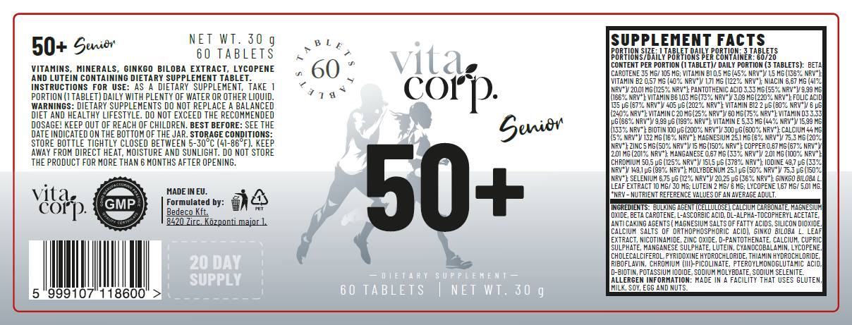 Senior 50+ multivitamínu - 60 tabliet