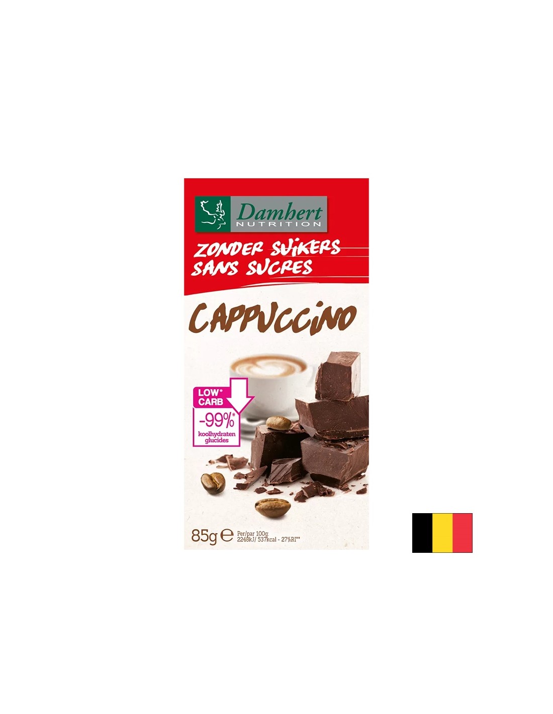 Čokoláda s príchuťou cappuccino (bez cukru), 85 g