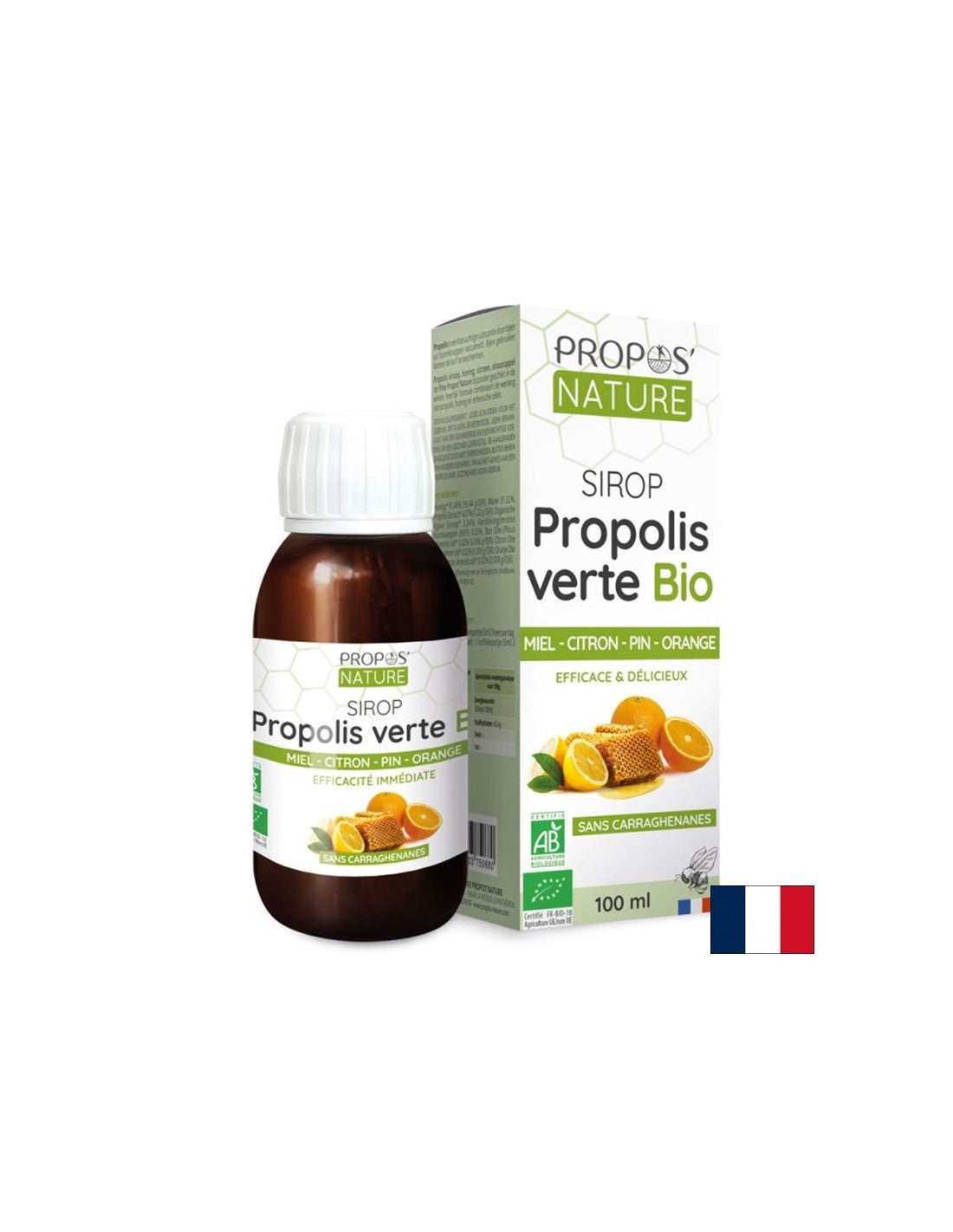 Sirup s extraktom propolis, medom a éterickými olejmi z námornej borovice, citrónu a pomaranča, 100 ml