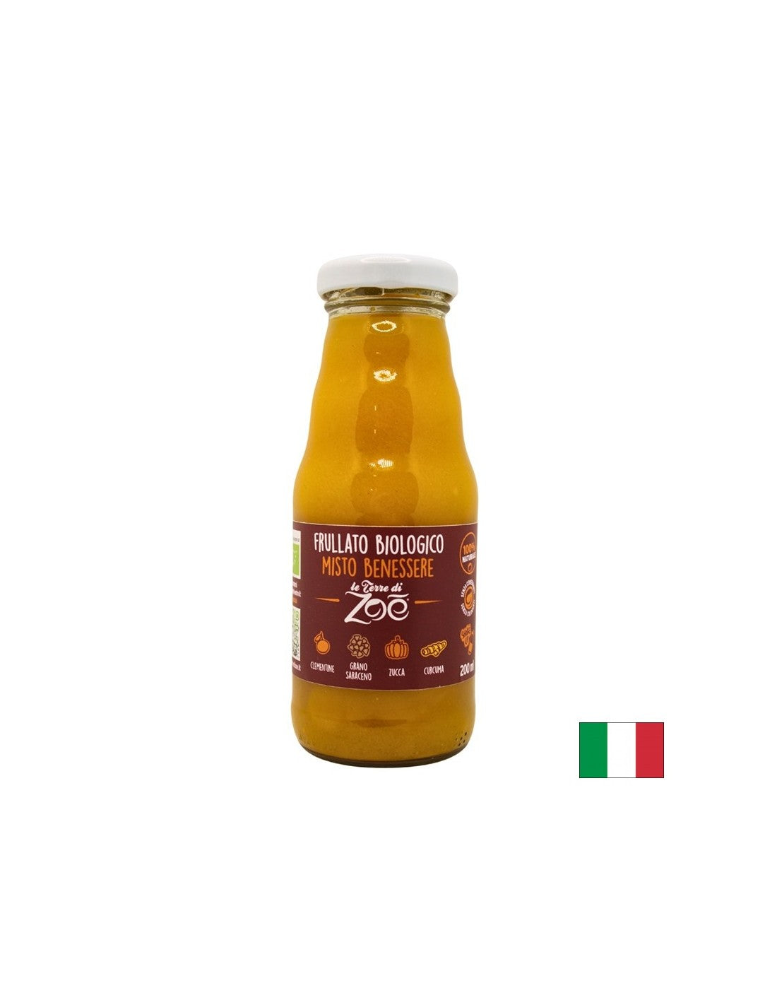 Organický smoothie mandarínky, tekvice, pohánky, kurkumy, 200 ml