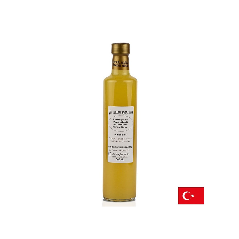 Probiotic Sauerkraut Juice s kurkumou a čiernym korením, 500 ml