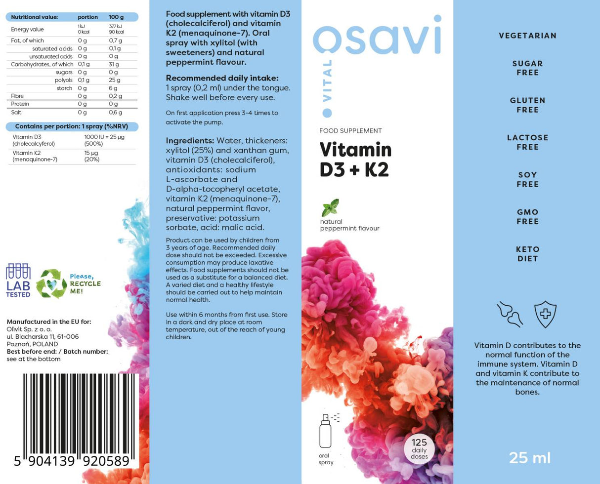 Vitamín D3 + K2 | Perorálny sprej - 25 ml