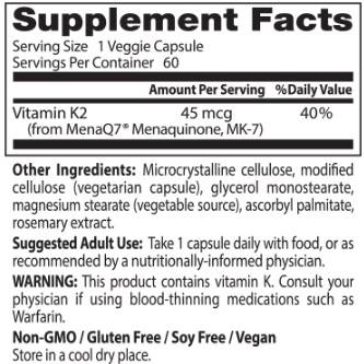 Najlepší prírodný vitamín K2 Mk -7 45 McG - 60 kapsúl