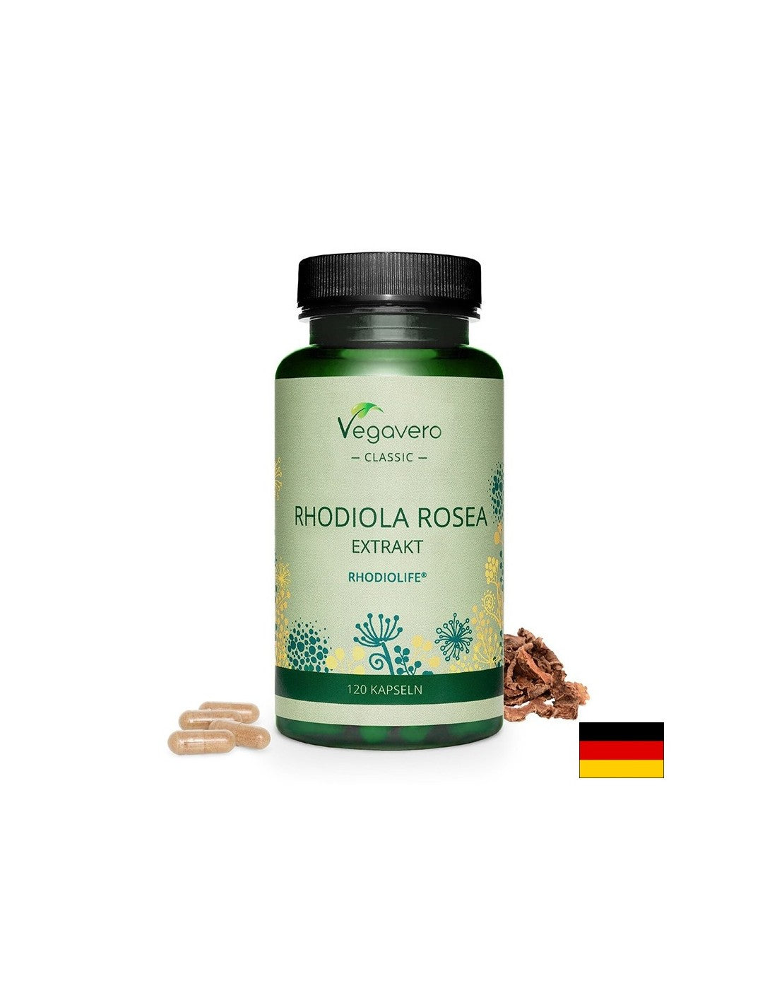 Stres a dobrá nálada - Zlatý koreň (Rhodiola), 120 kapsúl <tc>Vegavero</tc>