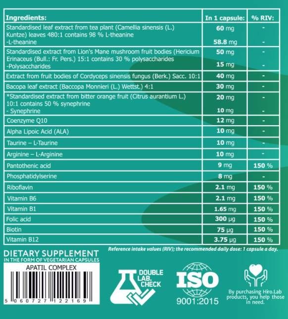 Komplex patil | s L -theanínom, Lionovou hrivom a bacopou - 30 kapsúl
