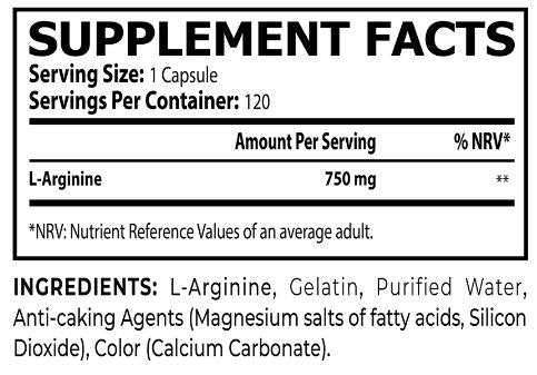 L -arginín 750 mg - 120 kapsúl