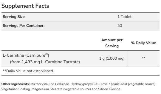 L-karnitín 1000 mg | Carnipure® - 100 tabliet