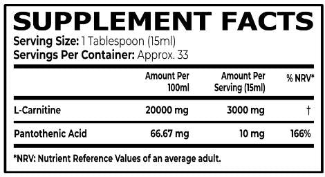 L -karnitínová kvapalina 3000 mg - 500 ml