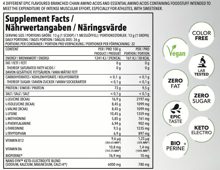 EAA Nano s elektrolytmi a bioperínom - 420 gramov