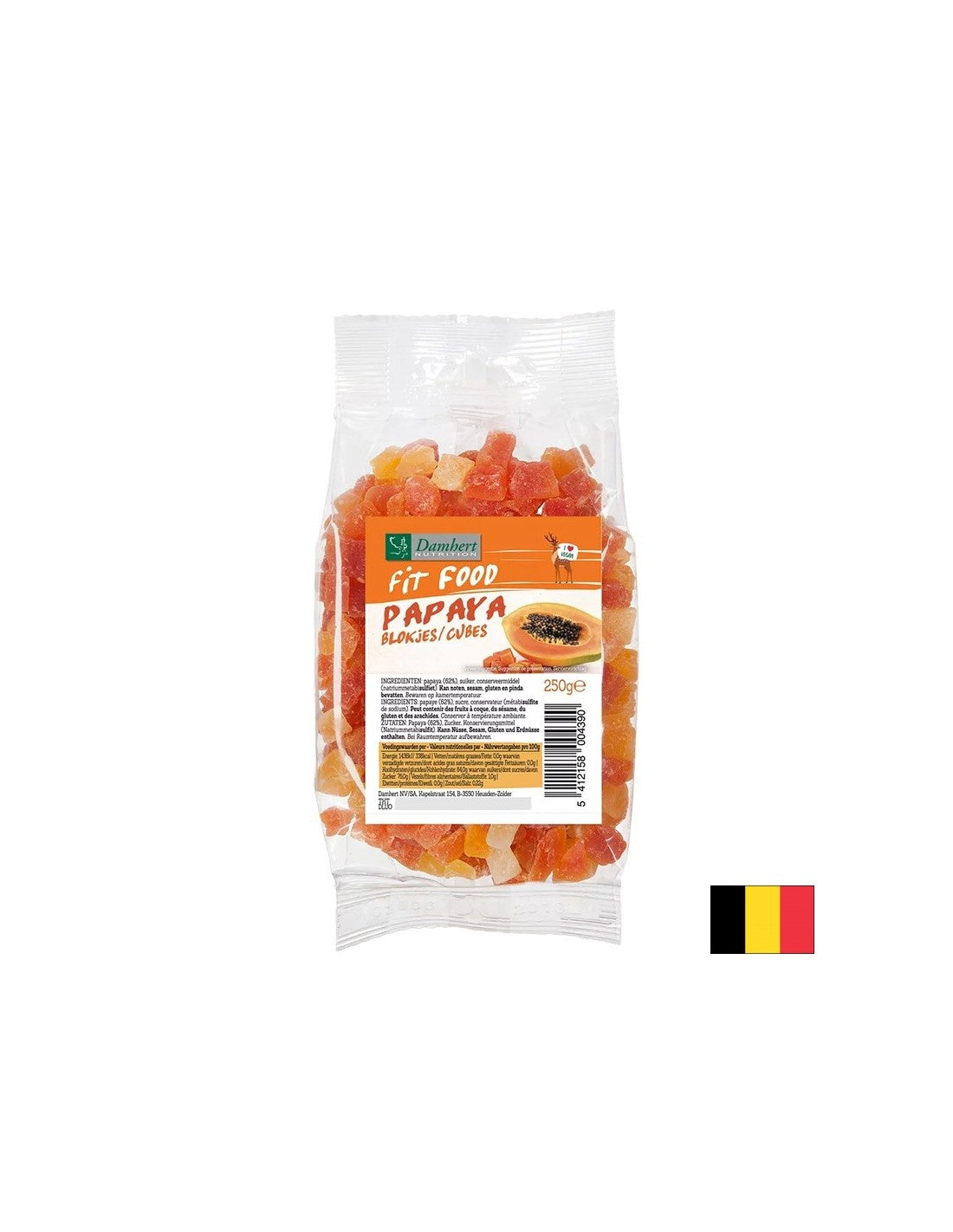 Sušené ovocie papáje, nakrájané na nakrájanie, 250 g