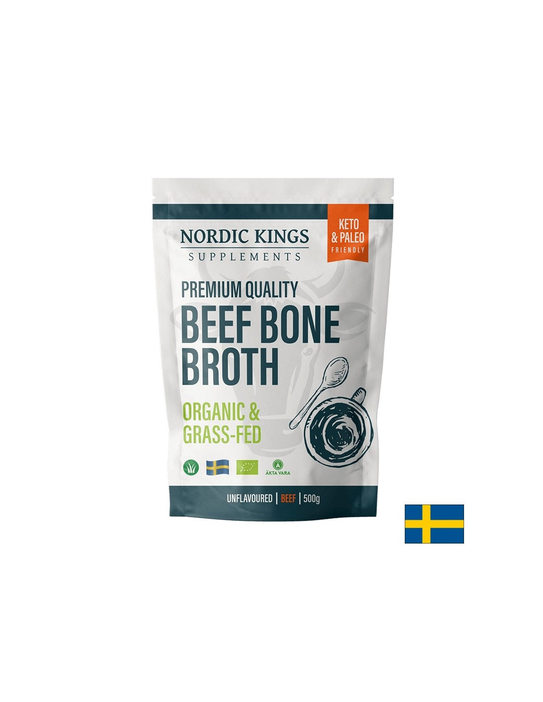Vývar z hovädzích kostí, neochutený (BIO), 500 g prášku <tc>Nordic Kings</tc>