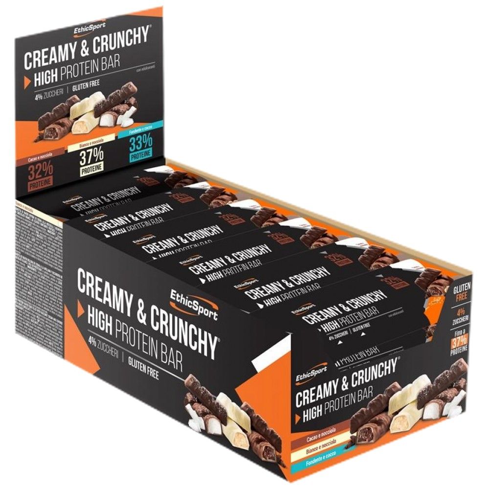 Krémová a chrumkavá vysoká proteínová tyčinka - 24 x 30 gramov