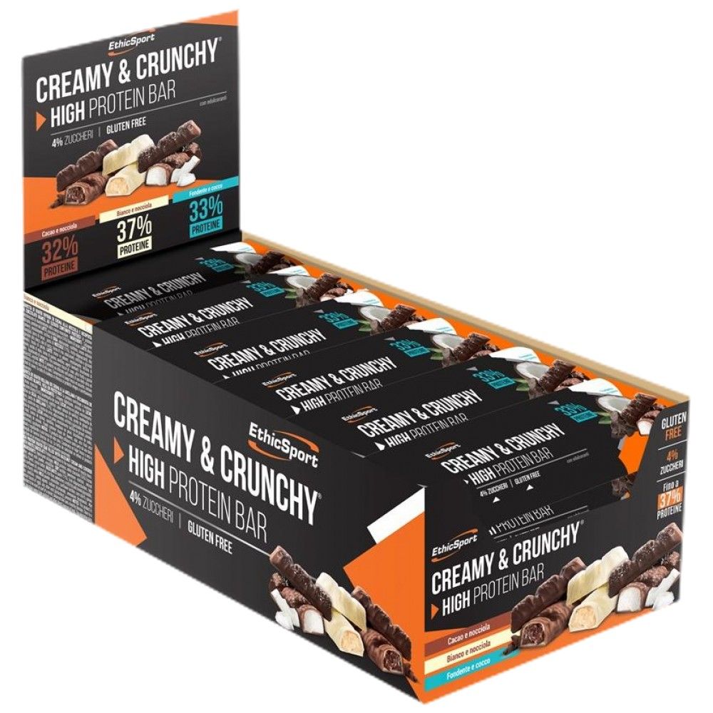 Krémová a chrumkavá vysoká proteínová tyčinka - 24 x 30 gramov