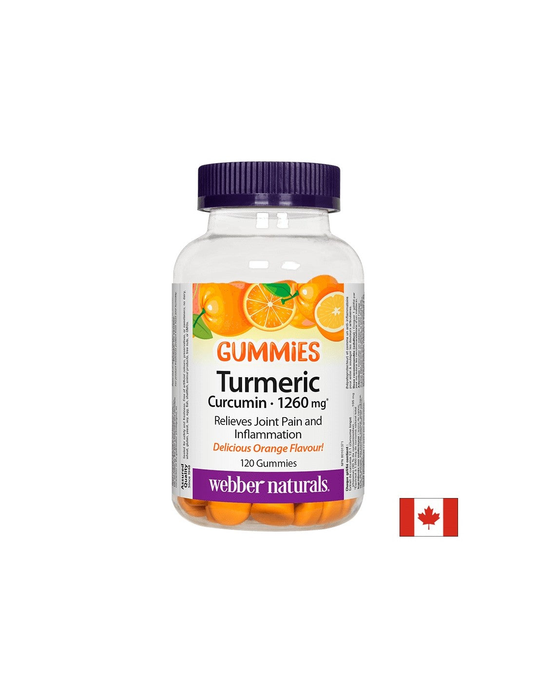 Kurkuma Curcumin Gummies / Kurkuma, 120 želé tabliet s pomarančovou príchuťou <tc>Webber Naturals</tc>