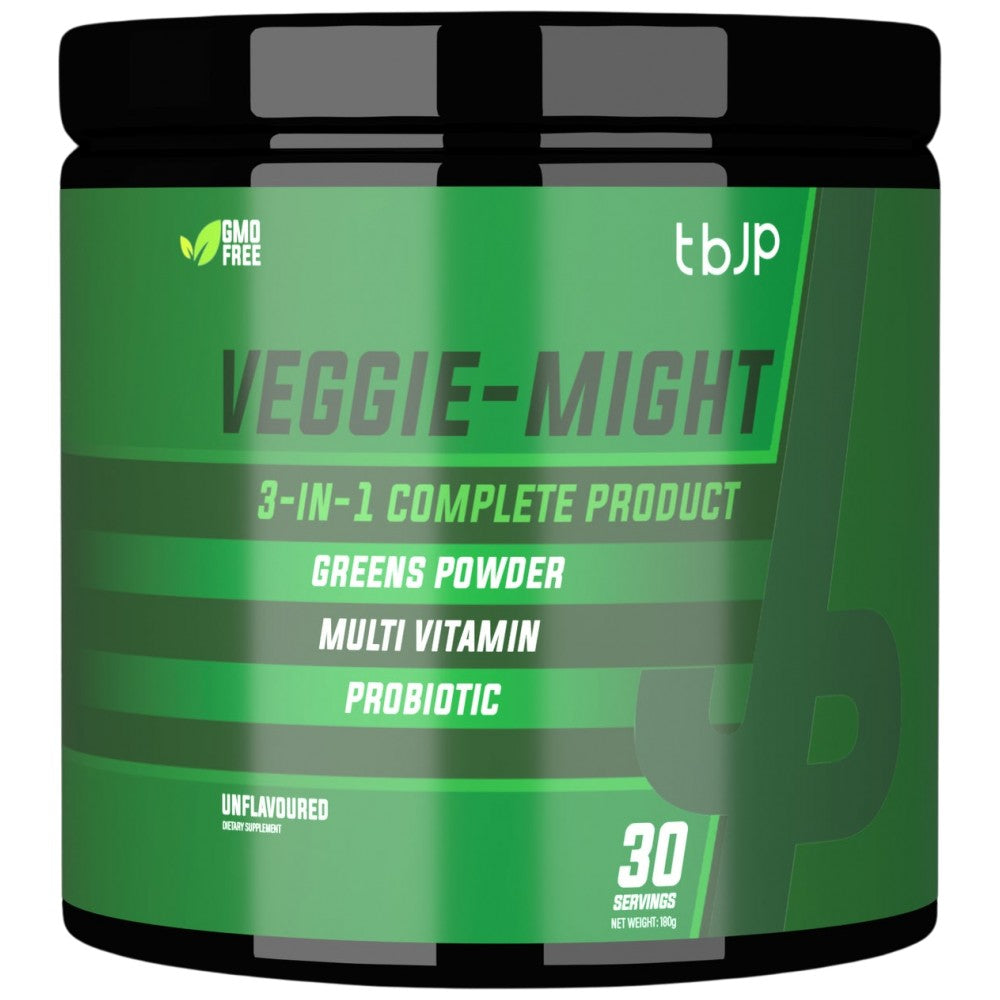 Veggie-Might | 3 v 1 kompletný vzorec ~ Zelení a multi vitamín a probiotiká - 180 gramov