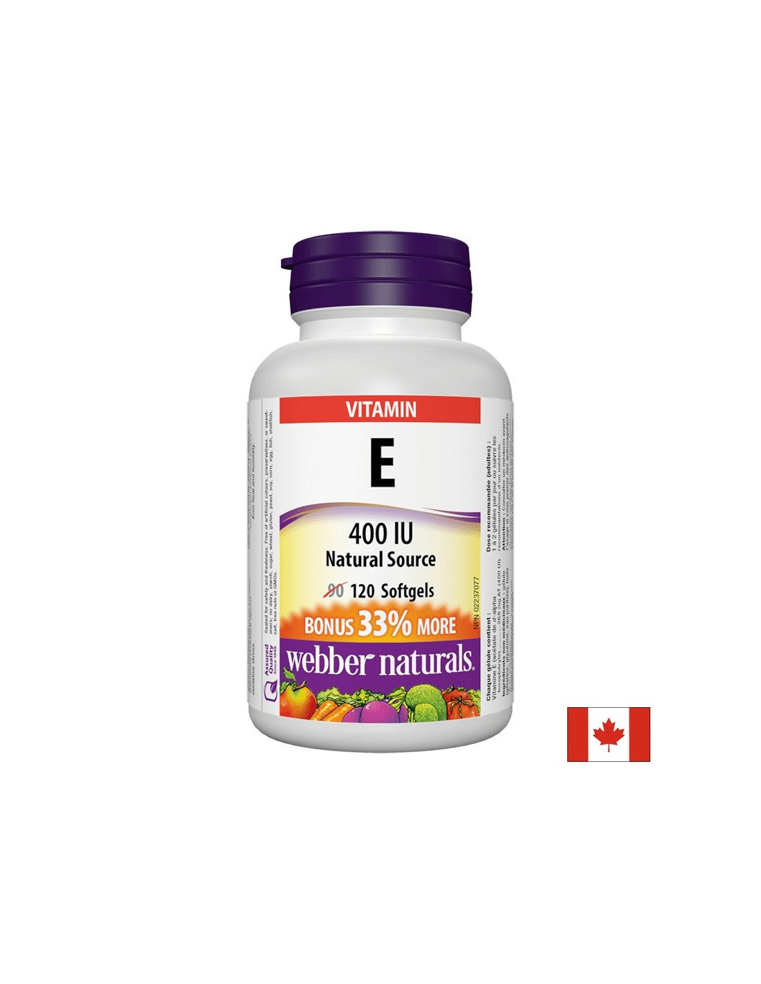 Vitamín E 400 IU - vitamín E (d -alfa tocoferyl acetát) 400 IU, 120 Softgel kapsuly