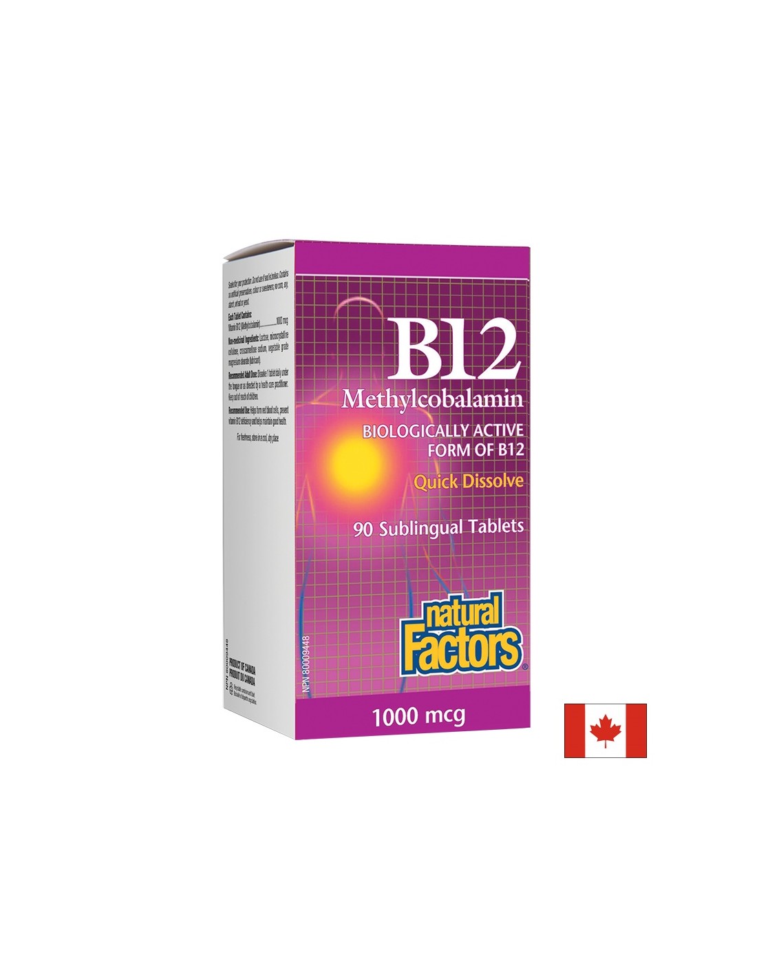 B12 metylkobalamín/vitamín B12 (metylkobalamín) 1000 µg, 90 sublingválnych tabliet <tc>Natural Factors</tc>