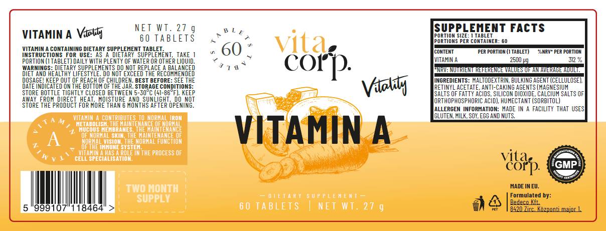 Vitamín A 2500 McG - 60 tabliet