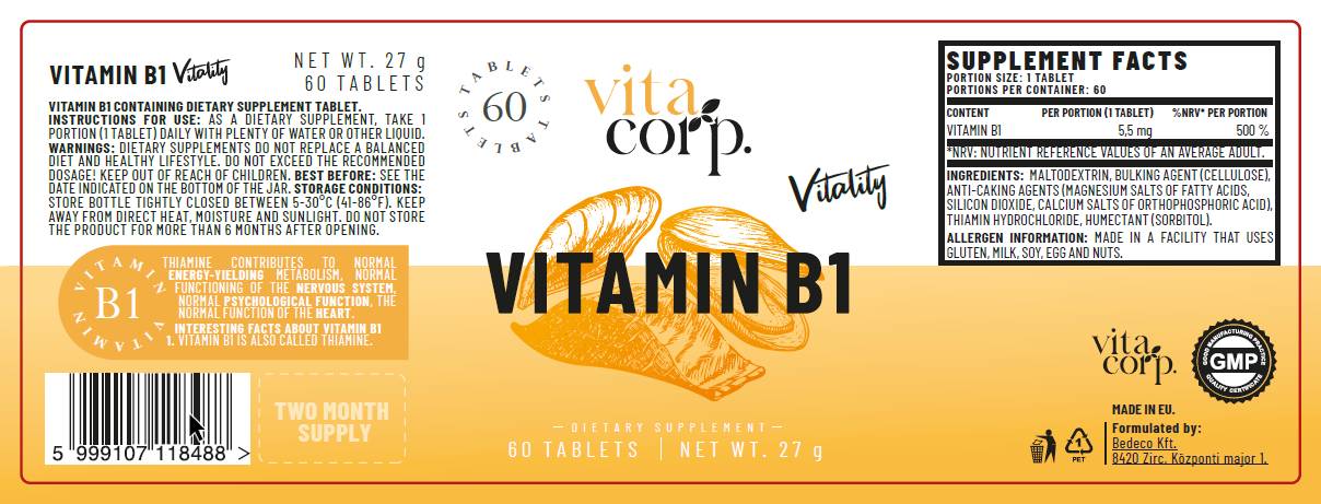 Vitamín B1 5,5 mg - 60 tabliet