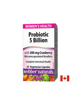 Probiotikum Women's Health/ Probiotikum pre ženy 5 kmeňov, 5 miliárd aktívnych probiotík + Brusnica x 45 kapsúl <tc>Webber Naturals</tc>