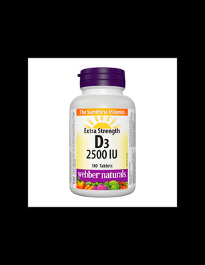 Healthy bones and strong immunity - Vitamin D3 2500 IU, 180 tablets Webber Naturals - Nutra Best Europe