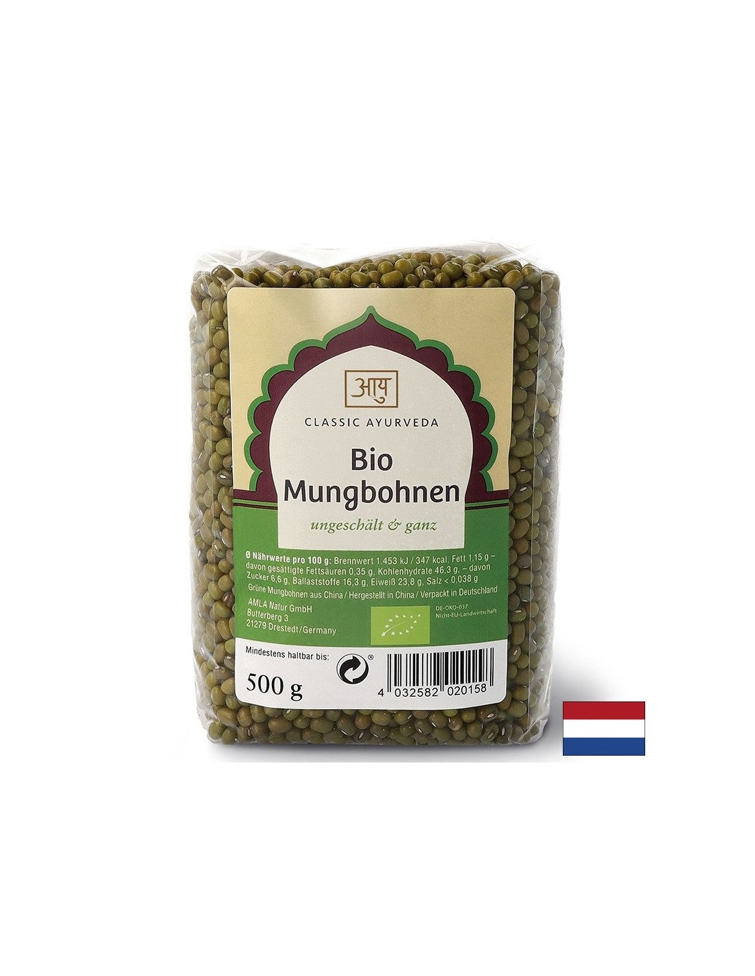 Zelené fazule Mung (nevyplietnuté), Bio, 500 g