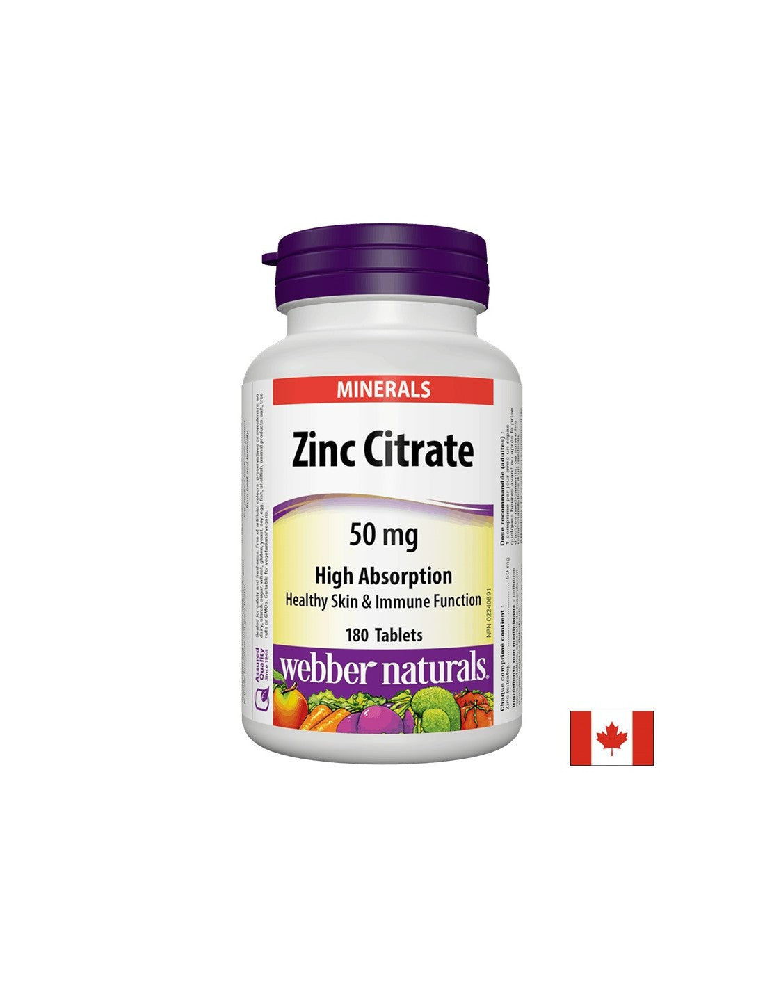 Zinok citrát / zinok (citrát), 50 mg, 180 tabliet