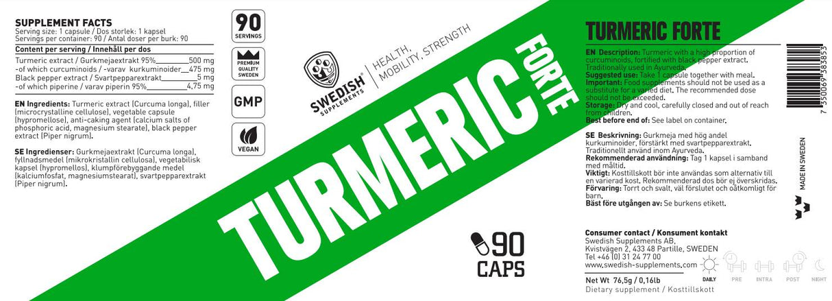 Kurkuma Forte 500 mg | 95% extrakt z kurkumínu s čiernym korením - 90 kapsúl